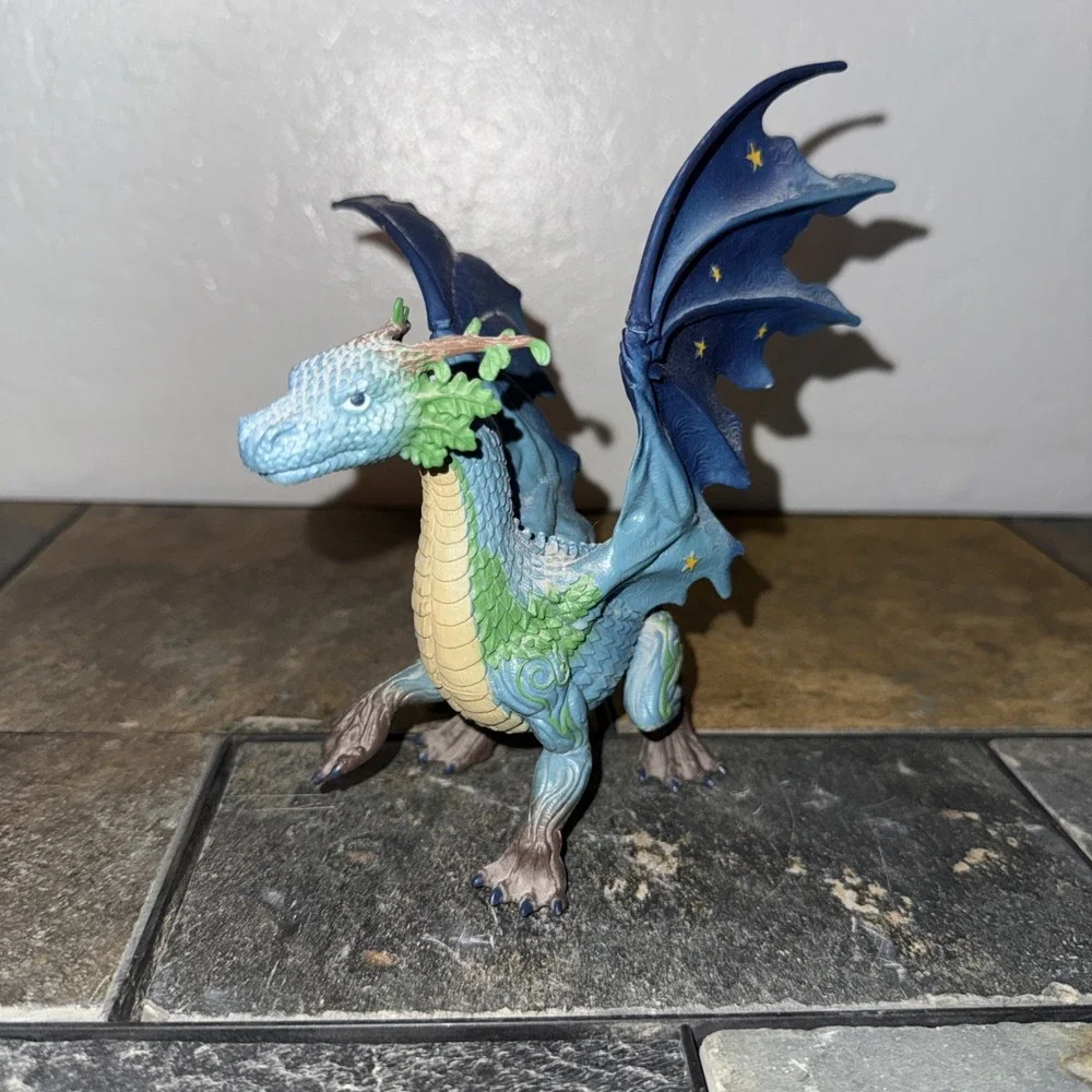 Safari Ltd Blue Green Dragon Figure Starry Wings Fantasy Toy Collectible Loose